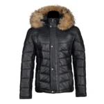 Winter leather Fur hoodie jacket