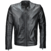 Mens Sleek Black Leather Motorcycle Jacket