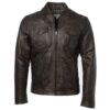 Men Black Motorcycle Nevada Leather Jacket