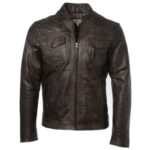 Men Black Motorcycle Nevada Leather Jacket