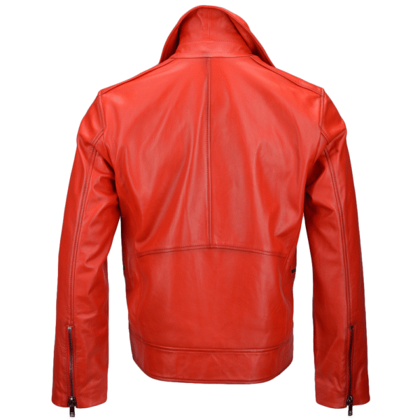 Men Stylish Red Leather Motorcycle Jacket