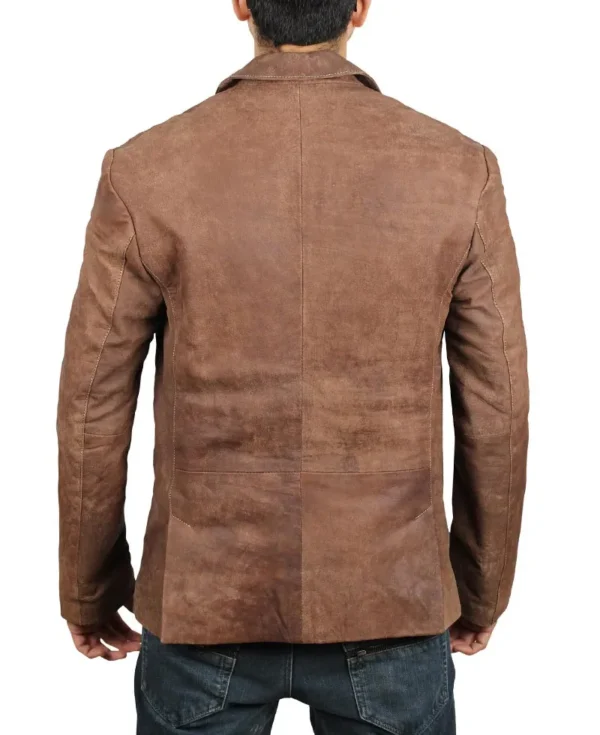 Mens Brown Suede Leather Blazer