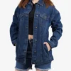Womens Mid Blue Oversized Denim Jacket