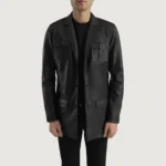 Mens Ray Cutler Black Leather Blazer