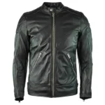 Mens Leather Cafe Racer Black Jacket