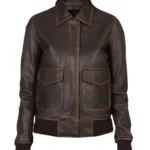 Women A2 Brown Motorcycle Leather Jacket