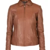 Women Colette Brown Motorcycle Leather Jacket