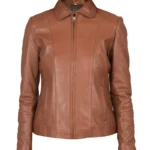 Women Colette Brown Motorcycle Leather Jacket
