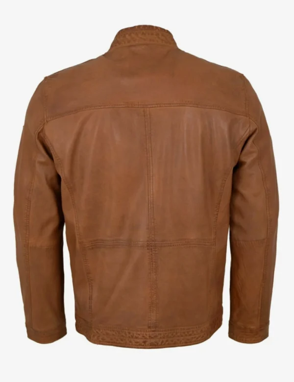 Men Multi Pocket Amber Tan Cafe Racer Jacket