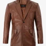 Mens Tan Brown Classic Real Leather Blazer