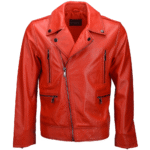 Men Stylish Red Leather Motorcycle Jacket – Phoenix Edition
