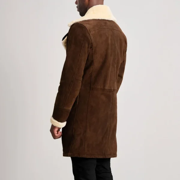 Men Elegant Brown Suede Shearling Coat