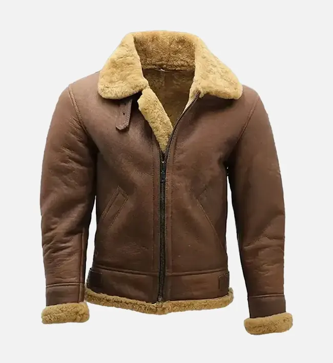 Mens Brown Shearling Leather Jacket