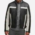 Men Black Genuine Leather Cafe Racer Jacket