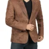 Mens Brown Suede Leather Blazer