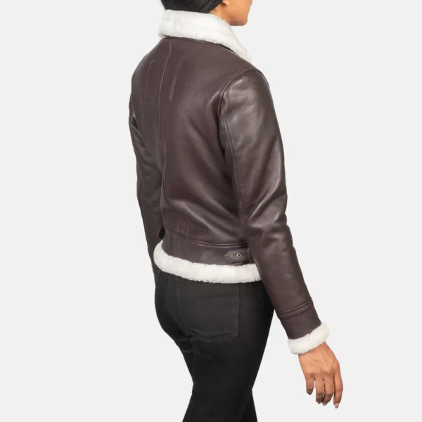 Women Sherilyn B3 Maroon Leather Bomber Jacket