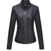 Women Black Bellivera Motorcycle Leather Jacket