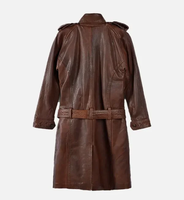 Women Modern Spanish Brown Leather Long Coat