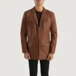 Men Ray Cutler Brown Leather Blazer