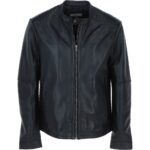Mens Classic Black Leather Biker Jacket