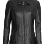 Women Marsha Black Leather Car Coat