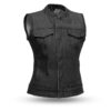 Women Black Motorcycle Denim Vest