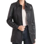 Women Black Evie Leather Car Coat