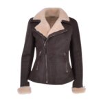 Women Aviator Luxury Shearling Bomber Jacket