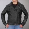 Women Black Lace Detail Motorcycle Leather Jacket