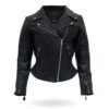 Women Braided Motorcycle Leather Biker Jacket