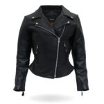 Women Braided Motorcycle Leather Biker Jacket
