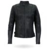 Women Braided Leather Black Motorcycle Jacket