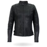 Women Braided Leather Black Motorcycle Jacket