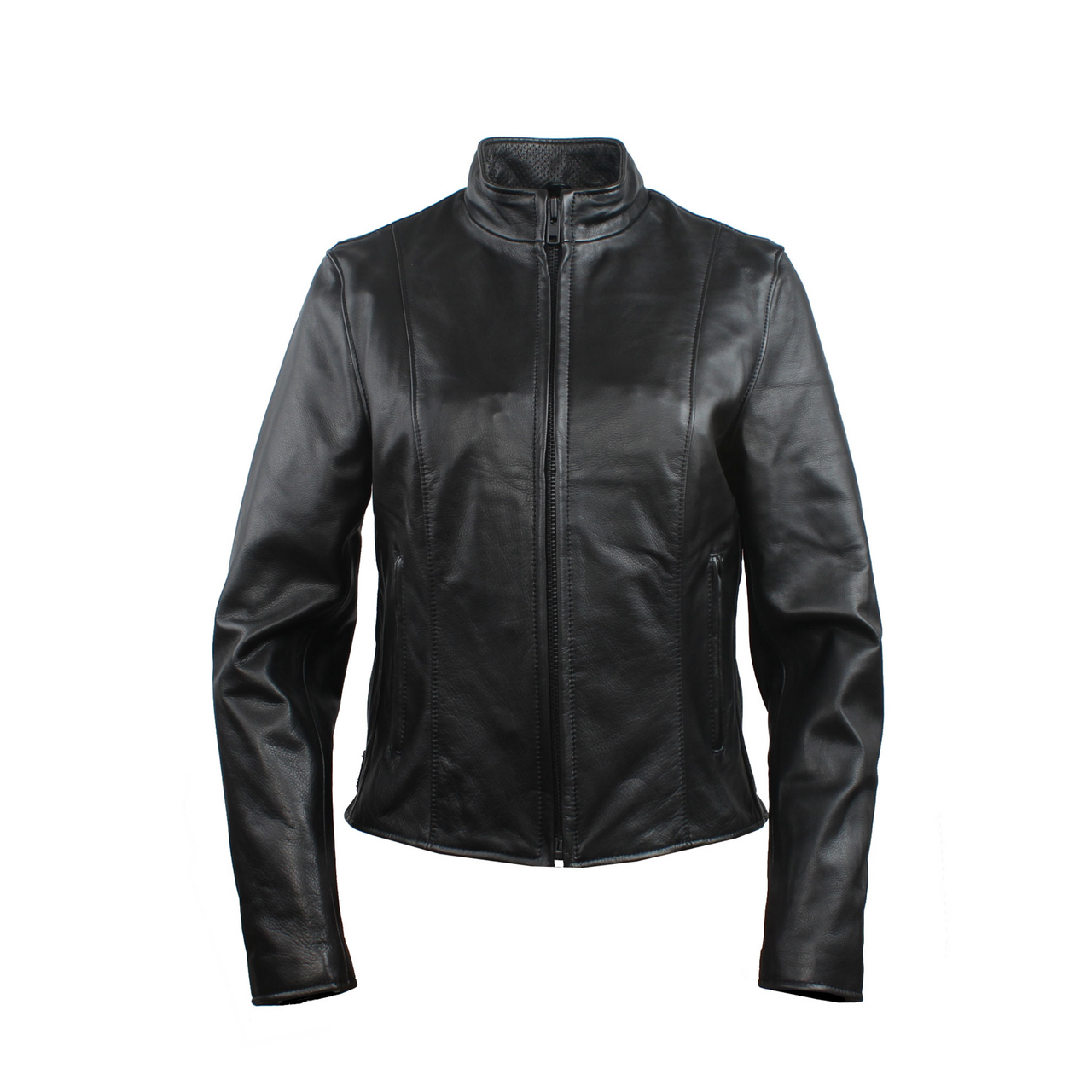 Women Black Plain Motorcycle Jacket