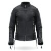 Women Motorcycle Lace Up Sleeves Leather Jacket