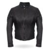 Women Vented Motorcycle Black Leather Jacket