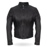 Women Vented Motorcycle Black Leather Jacket