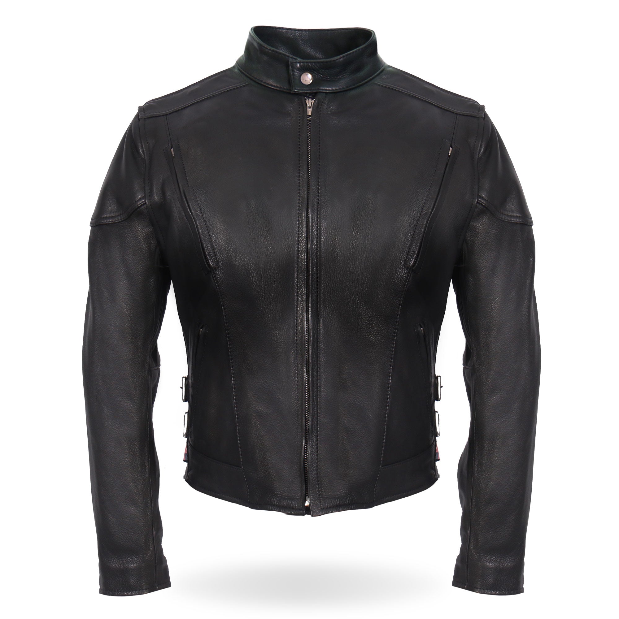 Women Vented Motorcycle Black Leather Jacket