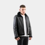 Men’s black reversible sheepskin leather jacket