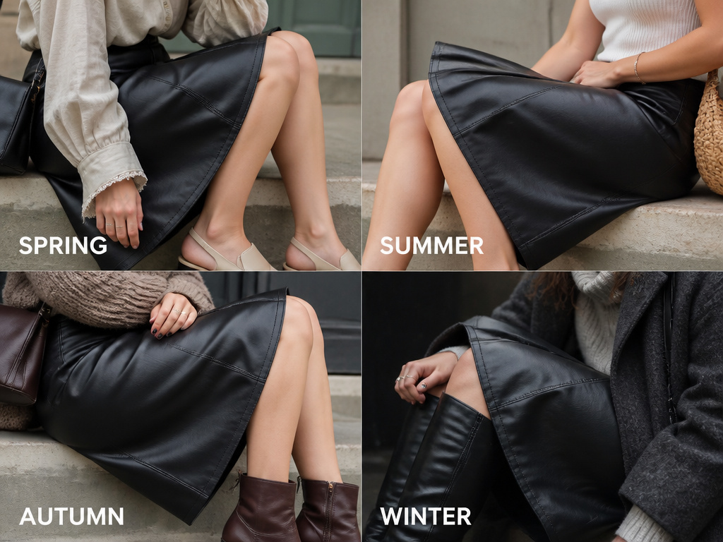How to style a leather skirt for spring, summer, autumn, and winter looks