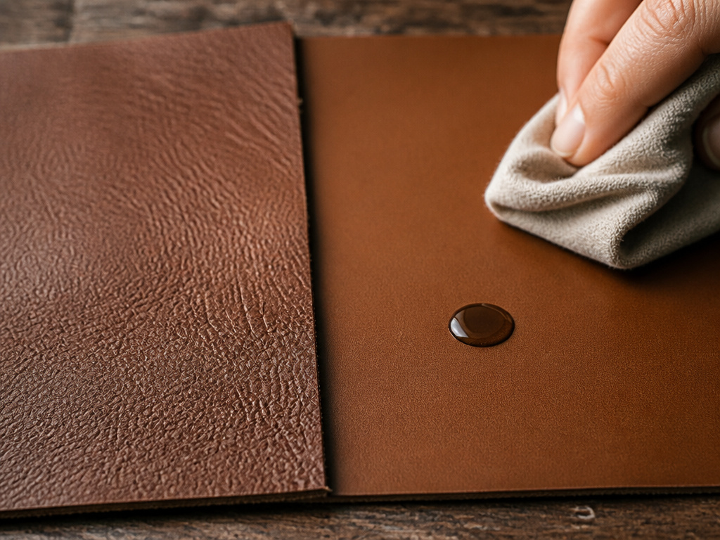 Comparison of porous aniline leather and protected semi-aniline leather swatches