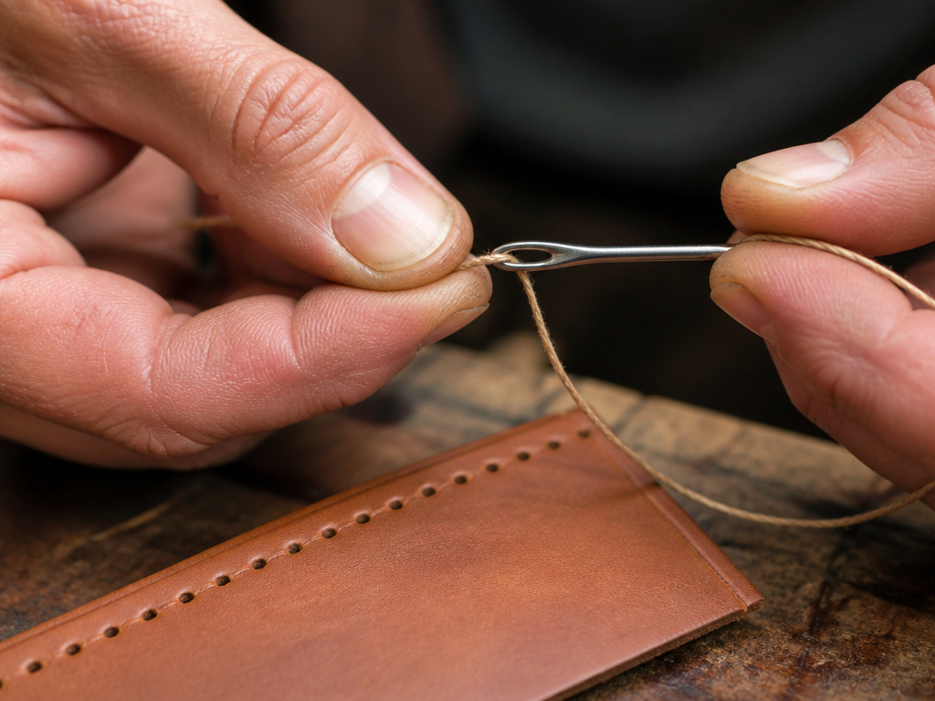 Correct needle and thread pairing for hand stitching leather