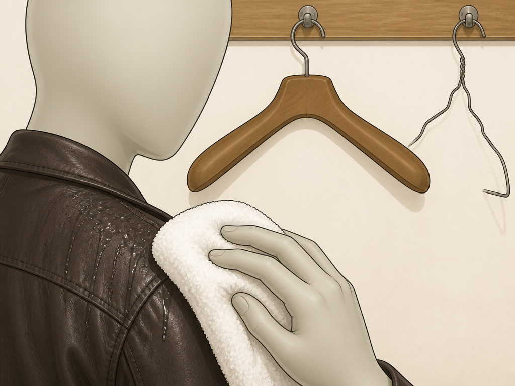 How to properly blot a wet leather jacket with a towel.