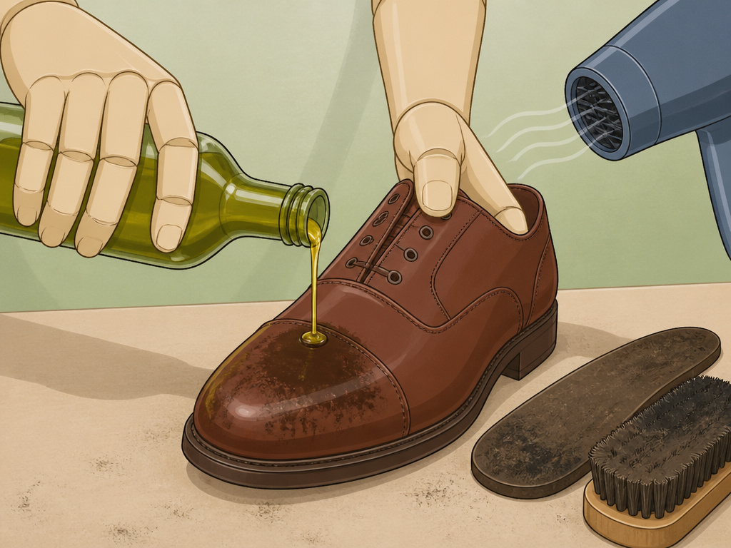Mistakes that ruin leather shoes: using olive oil and a hairdryer.