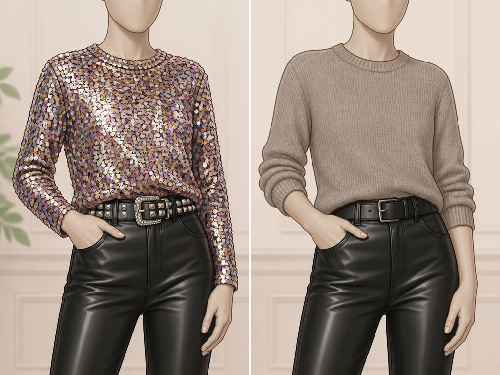 How to avoid clashing textures and items when styling leather pants, do's and don'ts.
