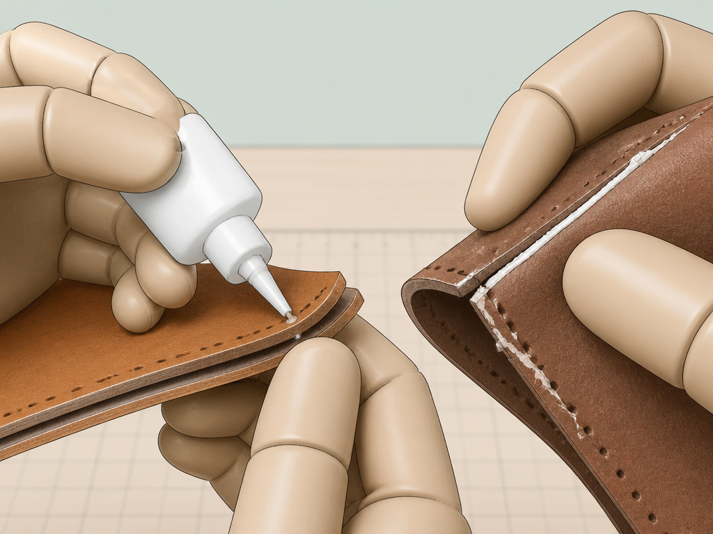 Using super glue to tack leather pieces versus a failed brittle bond.